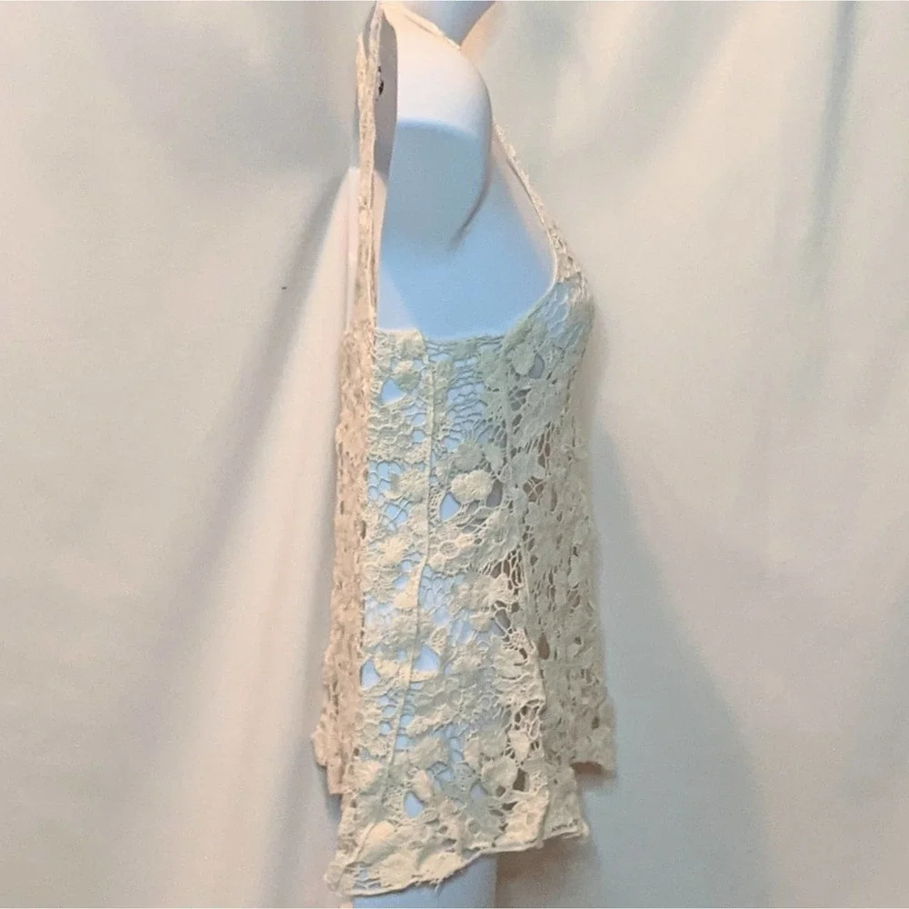Buzz Racerback Lace Tank Top Cream - Picture 4 of 8